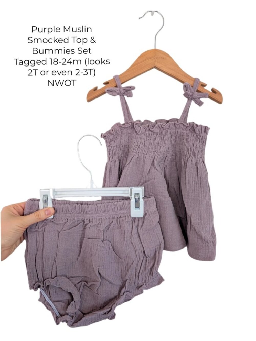 Toddler‎ Girls Purple Muslin Smocked Top & Bummies Set